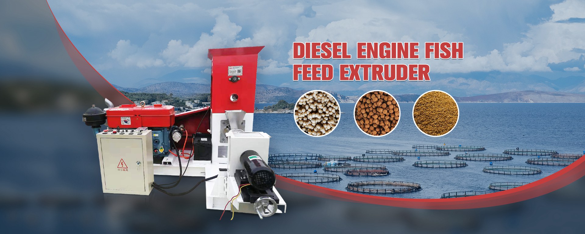 Disel engine fish feed extruder