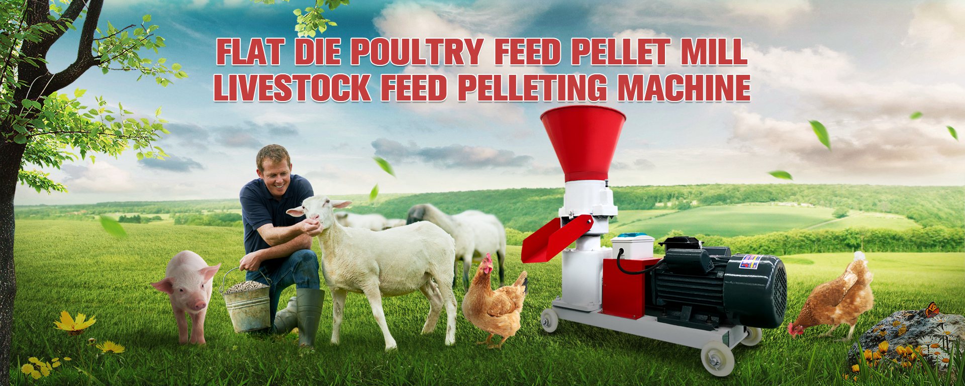 Flat die poultry feed pellet mill