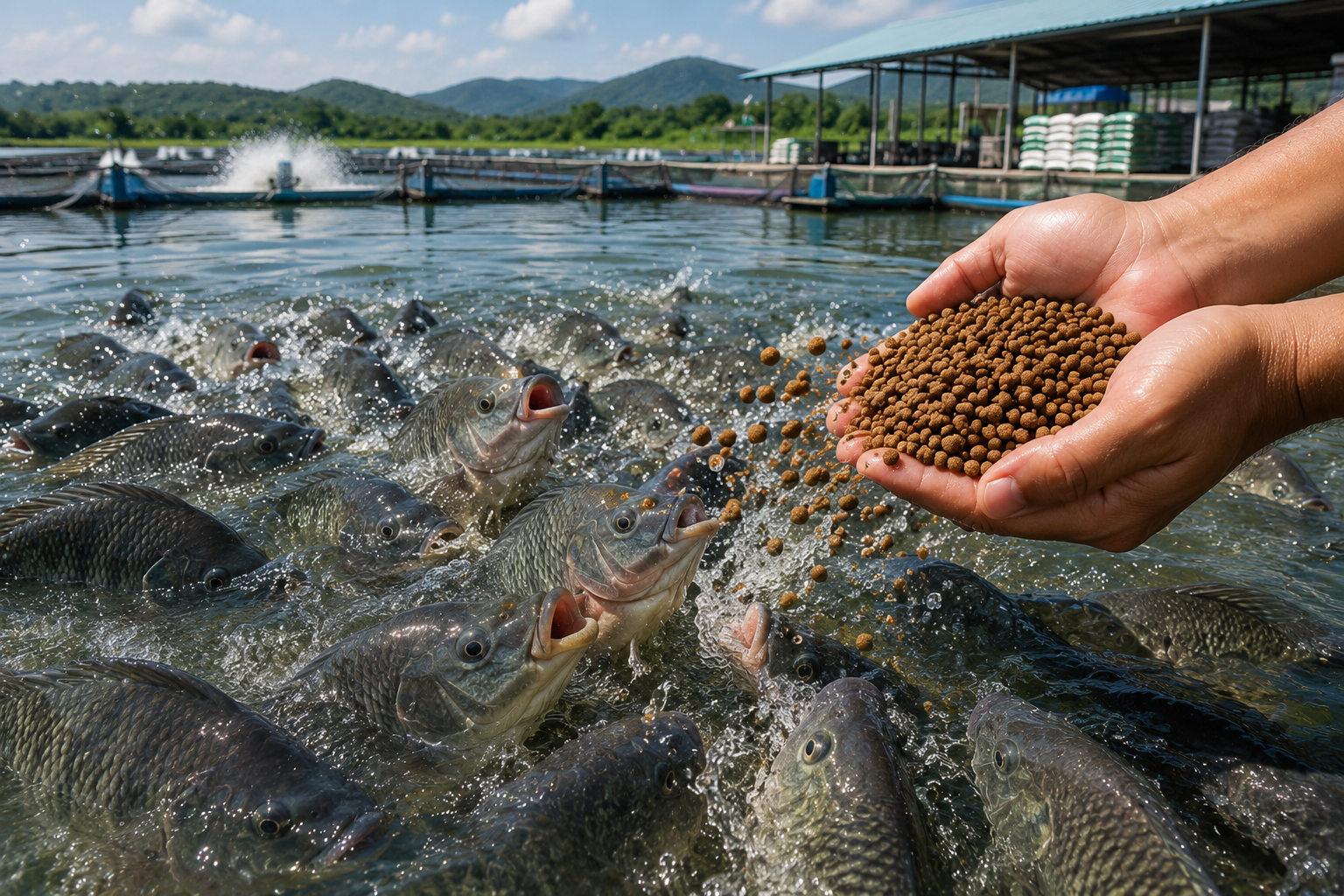 Tilapia Farm Feeding